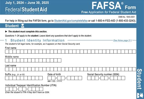 Printable FAFSA Application