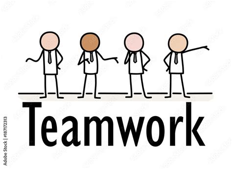 Teamwork Stick Figures Illustration, a hand drawn vector cartoon ...