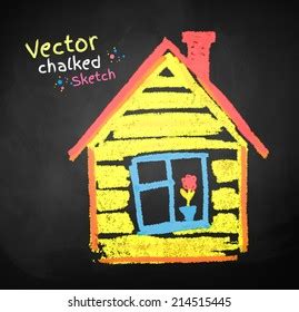 Chalked Childlike Drawing House Vector Illustration Stock Vector (Royalty Free) 214515445 ...