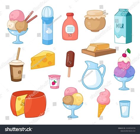 Set Dairy Products Cheese Milk Ice Stock Vector (Royalty Free) 2224554729 | Shutterstock