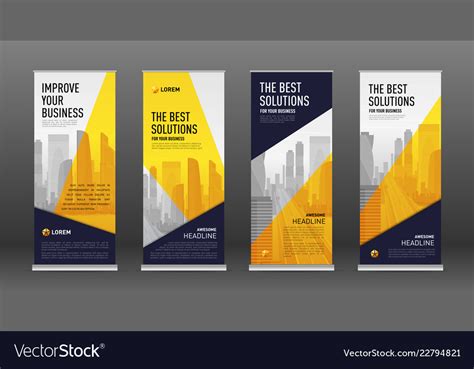 Construction Roll Up Banner Design Templates Set with Pop Up Banner Design Template | Banner ...