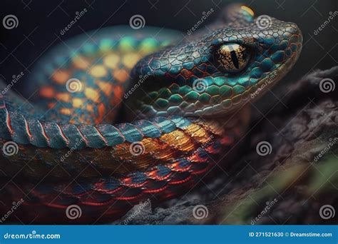 Beautiful Colorful Snake, Brazilian Rainbow Boa. Neural Network AI Generated Stock Illustration ...