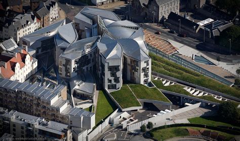 Scottish Parliament Building Holyrood Edinburgh from the air | aerial ...