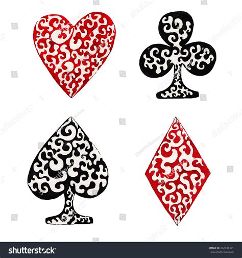 Collection Symbols Playing Cards Clubs Spades Stock Vector (Royalty ...