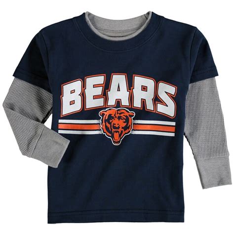 Toddler Chicago Bears Navy Fan Gear Bleachers Faux Layer Long Sleeve T ...