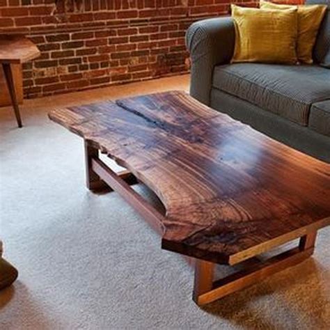 42 Awesome Wooden Coffee Table Design Ideas - HOMYHOMEE | Live edge wood furniture, Wood slab ...
