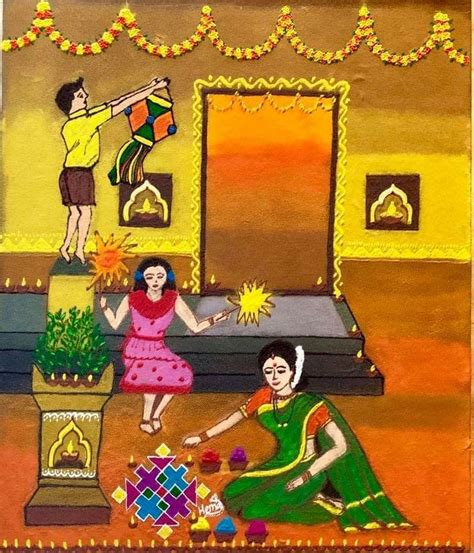 Pin on Colorful Rangolis | Diwali festival drawing, Diwali drawing, Art drawings for kids