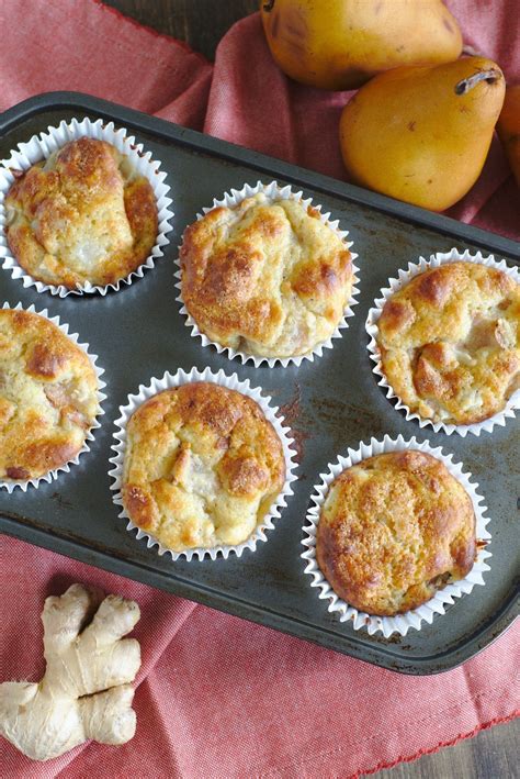 Bakery Style Ginger Pear Muffins - Mildly Meandering