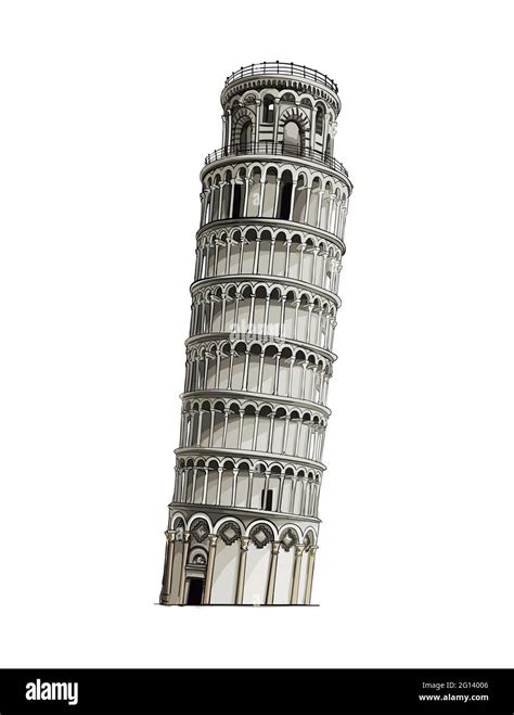 Leaning tower of pisa, colored drawing, realistic. Vector illustration ...