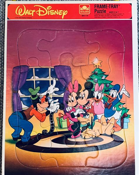 Vtg kids 4 Jigsaw puzzles Walt DISNEY Golden frame tray | Etsy