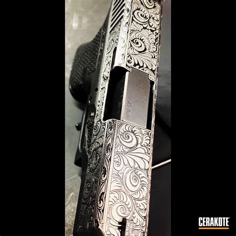 Deep Laser Engraved Glock Slide featuring Graphite Black | Cerakote