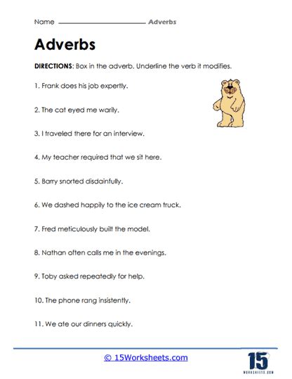 Adverb Worksheets | How, Where, and When - Worksheets Library