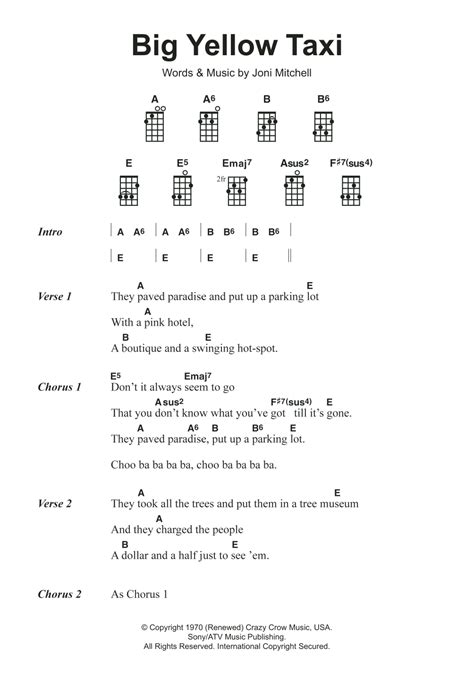 Big Yellow Taxi by Joni Mitchell - Ukulele - Guitar Instructor