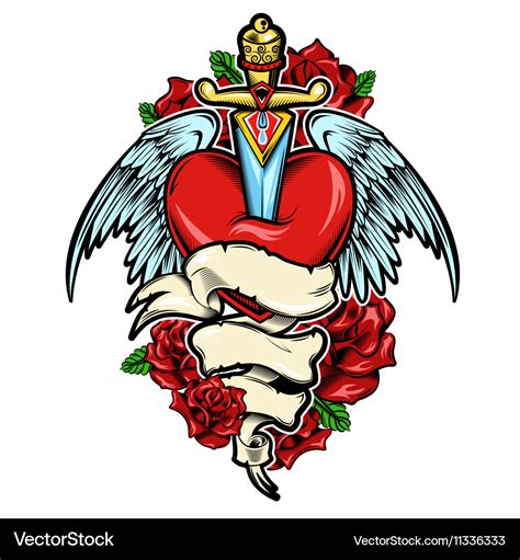 Broken Heart Tattoo Design Royalty Free Vector Image