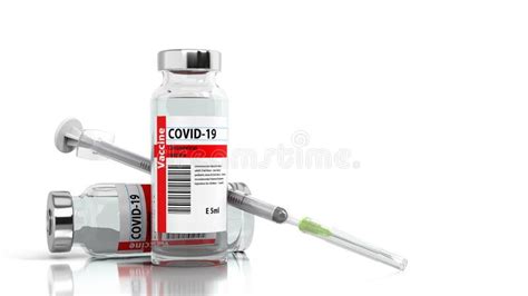 Modern Concept Ampula Vaccine from Coronavirus with Syringe 3d Render ...