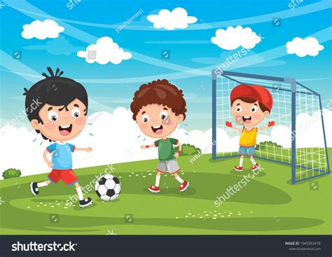 Vector Illustration Kids Playing Football Stock Vector (Royalty Free ...