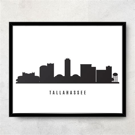 Tallahassee Skyline Printable Tallahassee Florida Black | Etsy