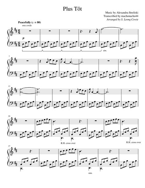 Plus Tôt - Alexandra Streliski Sheet music for Piano (Solo) | Musescore.com