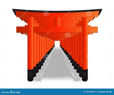 Red Tori Gate / Fushimi Inari Shrine in Kyoto, Japan Stock Vector - Illustration of close ...