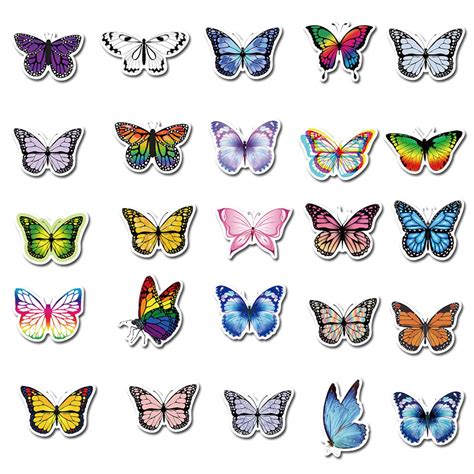 Pack of 25 or 50 Vinyl Butterfly Stickers Die Cut Decal Set | Etsy