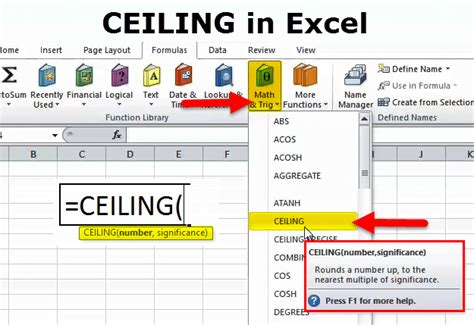 Ceiling Function Continuously In Excel Formula | Shelly Lighting