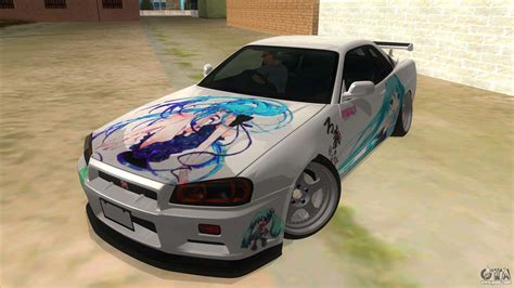 Nissan Skyline GT-R R34 Hatsune Miku for GTA San Andreas