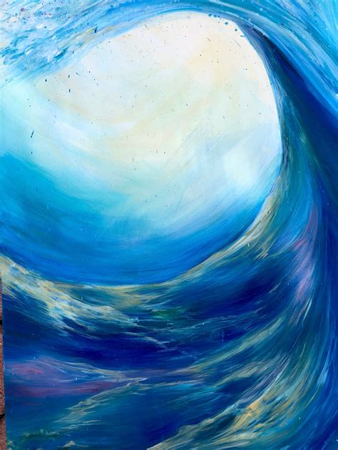 Big Blue Wave Original Acrylic Wave Painting Ocean Painting | Etsy