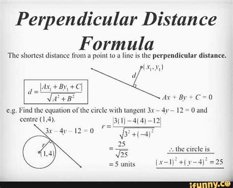 Perpendicular Distance Formula The shortest distance from a point to a line is the perpendicular ...