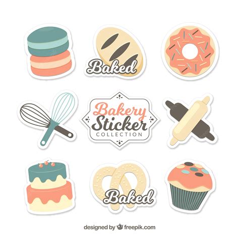 Premium Vector | Bakery stickers collection in flat style