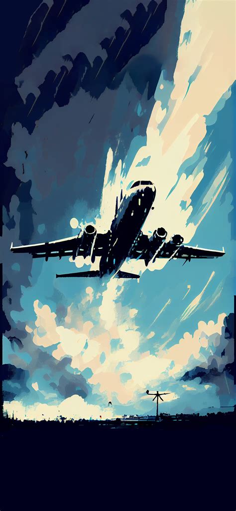 Airplane in Sky Art Wallpaper - Airplane Aesthetic Wallpaper iPhone