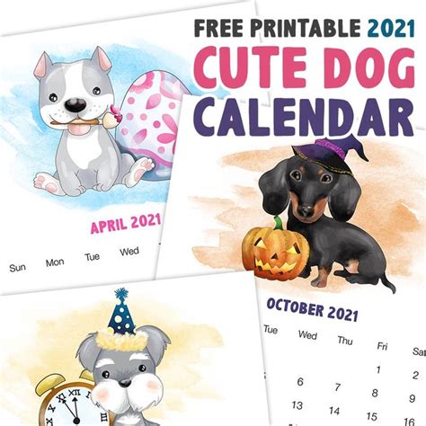 Free Printable 2021 Cute Dog Calendar - The Cottage Market | Dog calendar, Free printables, Cat ...