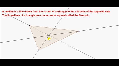 Construction of the Centroid of a Triangle - YouTube