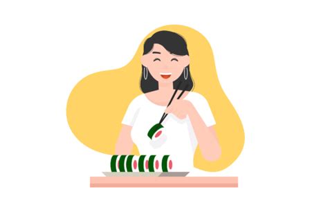 Illustration - Person Eating Sushi Graphic by Uppoint Design · Creative Fabrica