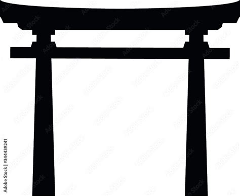 Simple Black Flat Drawing of a Japanese Culture Symbol of Temple Gate Stock Vector | Adobe Stock