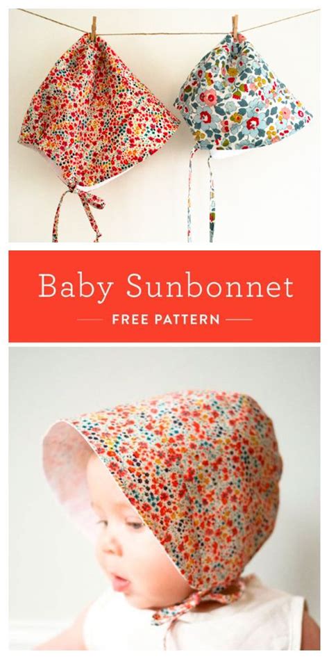 5 Baby Sun Bonnet Free Sewing Patterns | Fabric Art DIY | Baby clothes ...