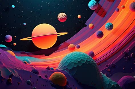 Premium AI Image | A colorful illustration of planets and planets.