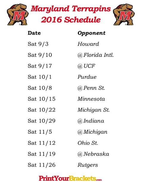 Maryland Football: University Of Maryland Football Schedule This Year