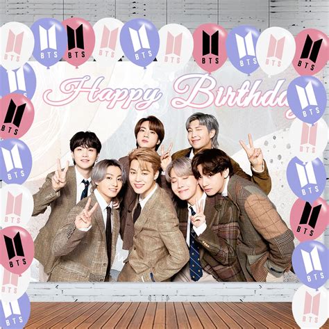 Buy BTS Bangtan Boys Birthday Party Decoration, BTS Party Photo Background 5 x 3 FT and 24Pcs ...