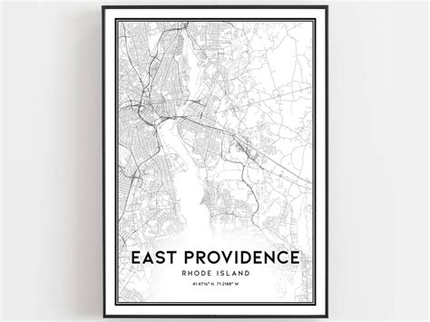 East Providence Map Print, East Providence Map Poster Wall Art, Ri City ...