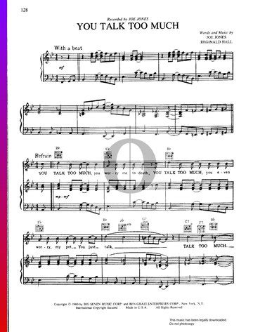 You Talk Too Much (Joe Jonas) Piano Sheet Music - OKTAV