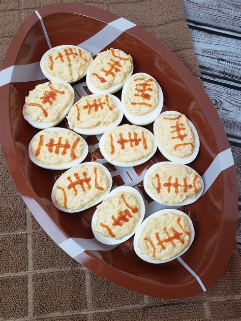 Game Day Football Deviled Eggs - LovingHomeschool.com