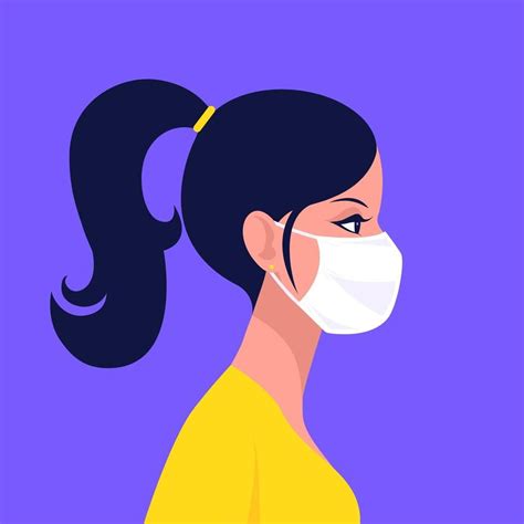Woman Wearing Disposable Medical Face Mask | Illustration character design, Illustration, Face ...