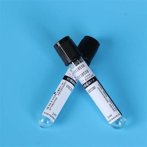 Black Top Sodium Citrate Buffer Vacuum Blood Sedimentation Tube 1ml - 6ml