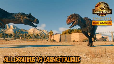 ALLOSAURUS VS CARNOTAURUS - DOMINION MALTA DLC | JURASSIC WORLD EVOLUTION 2 - YouTube