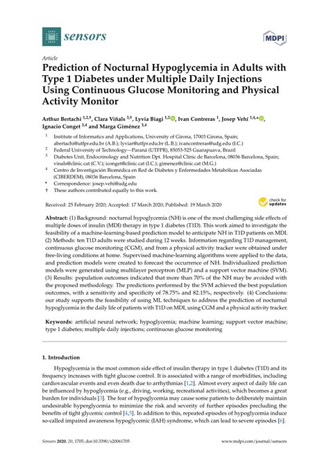 (PDF) Prediction of Nocturnal Hypoglycemia in Adults with Type 1 ...