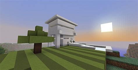 Modern House using the Quarts and Stained Clay Minecraft Project