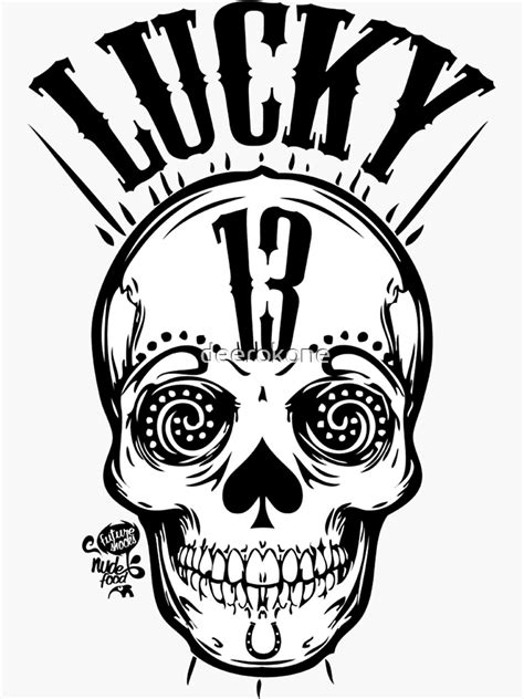 "Lucky 13" Sticker for Sale by deerokone | Redbubble