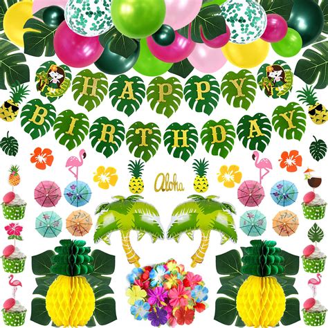 Buy TREWAVE Tropical Luau Party Decoration Pack Hawaiian Beach Party ...