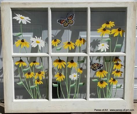 Panes of Art, Hand Painted Window Pane Art, Window Art, Decorative Window Panes, Old Barn Wood ...