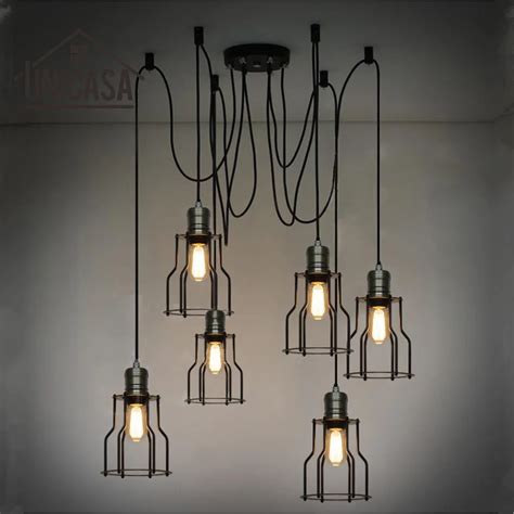 Industrial Pendant Lights Black Iron Large Lighting Bar Office Living Room Kitchen Island LED ...